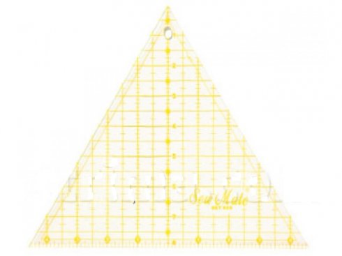 patchworkové pravítko - trojúhelník 9x8 žluté rysky